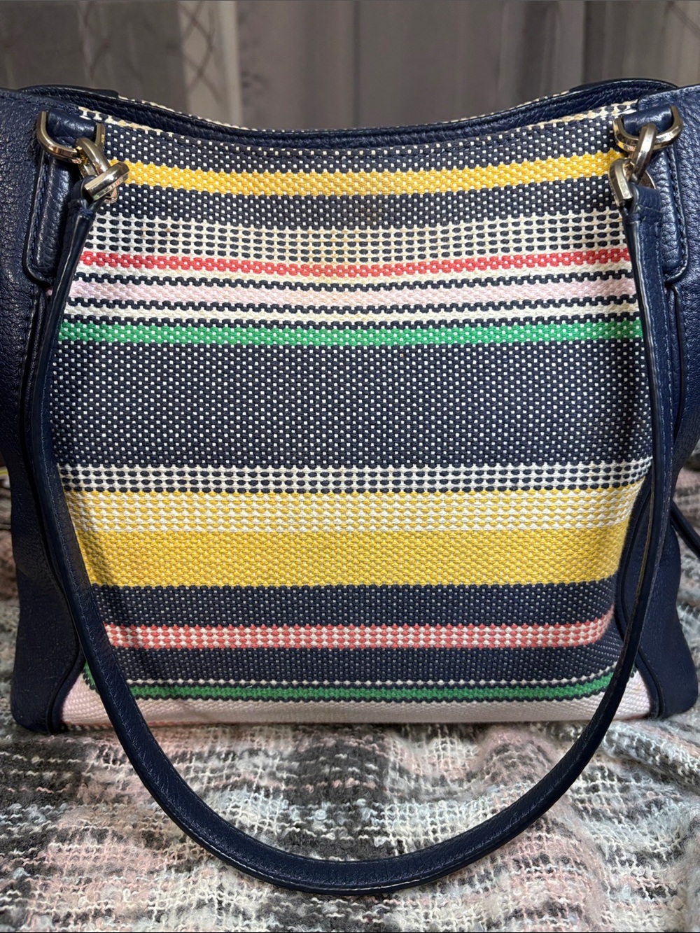 Kate Spade “Jackson Boardwalk Stripe” Shoulder Bag w/3 Compartments 11x12x4in - Picture 14 of 16